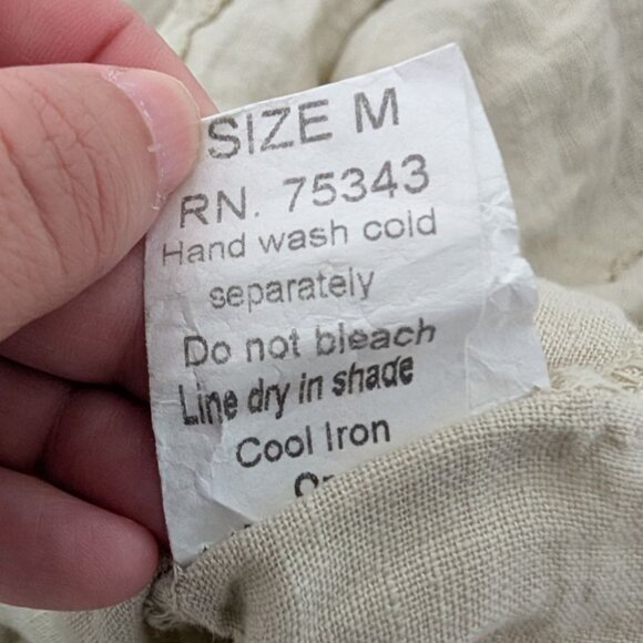 Valentina Naldi Linen Dress Womens Size Medium Beige Neutral Tie Straps Italian - Picture 5 of 10